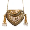 Gold Pearl Embellished Filigree Sling Bag
