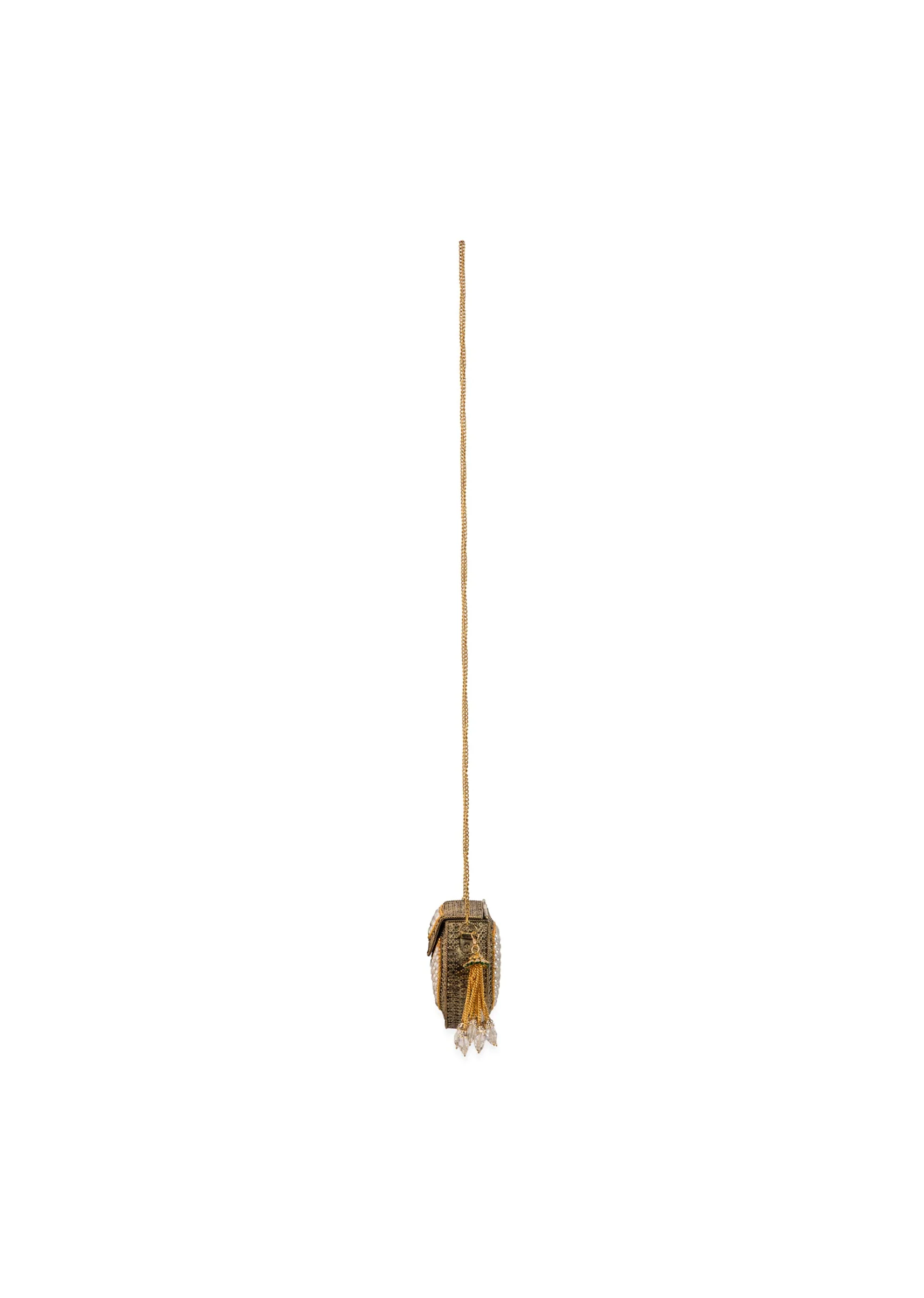 Gold Pearl Embellished Filigree Sling Bag
