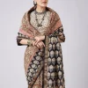 Blue Saree with Block Prints and Unstitched Blouse
