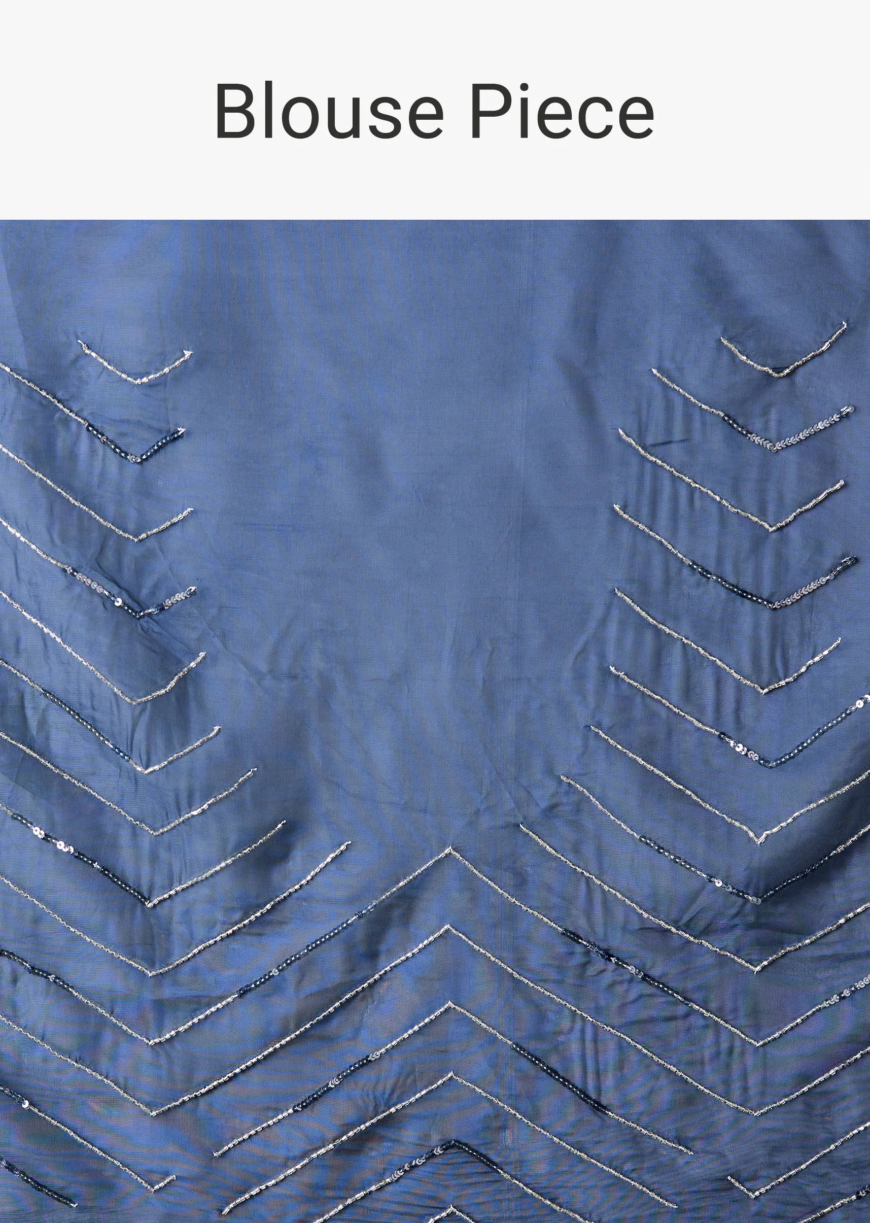 Navy Blue Dual Shaded Sequins Saree With Scalloped Border