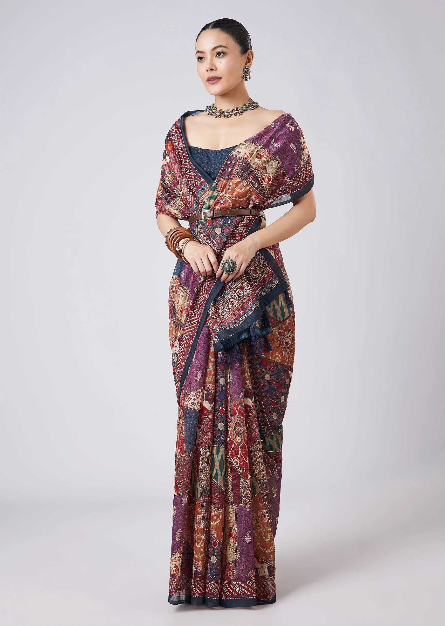4565-blue-block-printed-motif-saree-with-unstitched-blouse-1.webp Blue Block Printed Motif Saree with Unstitched Blouse