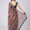 Blue Block Printed Motif Saree with Unstitched Blouse