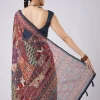Blue Block Printed Motif Saree with Unstitched Blouse