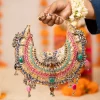 Gold Silk Embroidered Bag with Bead Tassels