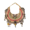 Gold Silk Embroidered Bag with Bead Tassels