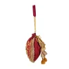 Maroon and Gold Silk Peacock Motif Embroidered Potli Bag