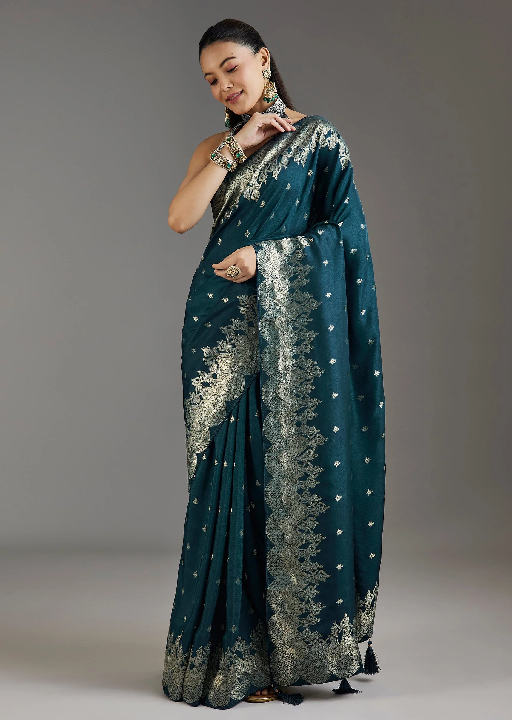 4581-royal-blue-dola-silk-woven-saree-1.webp Royal Blue Dola Silk Woven Saree