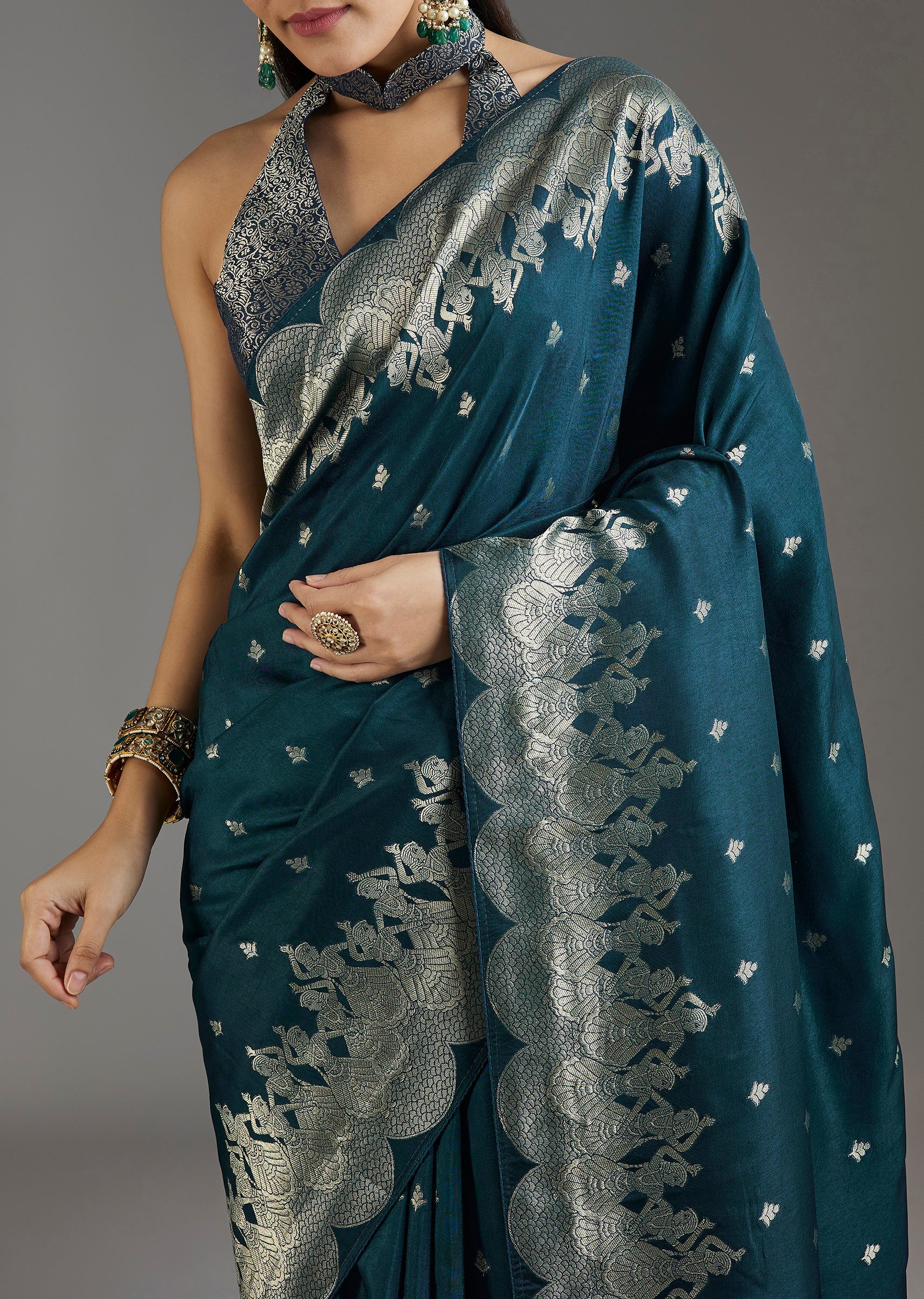 Royal Blue Dola Silk Woven Saree