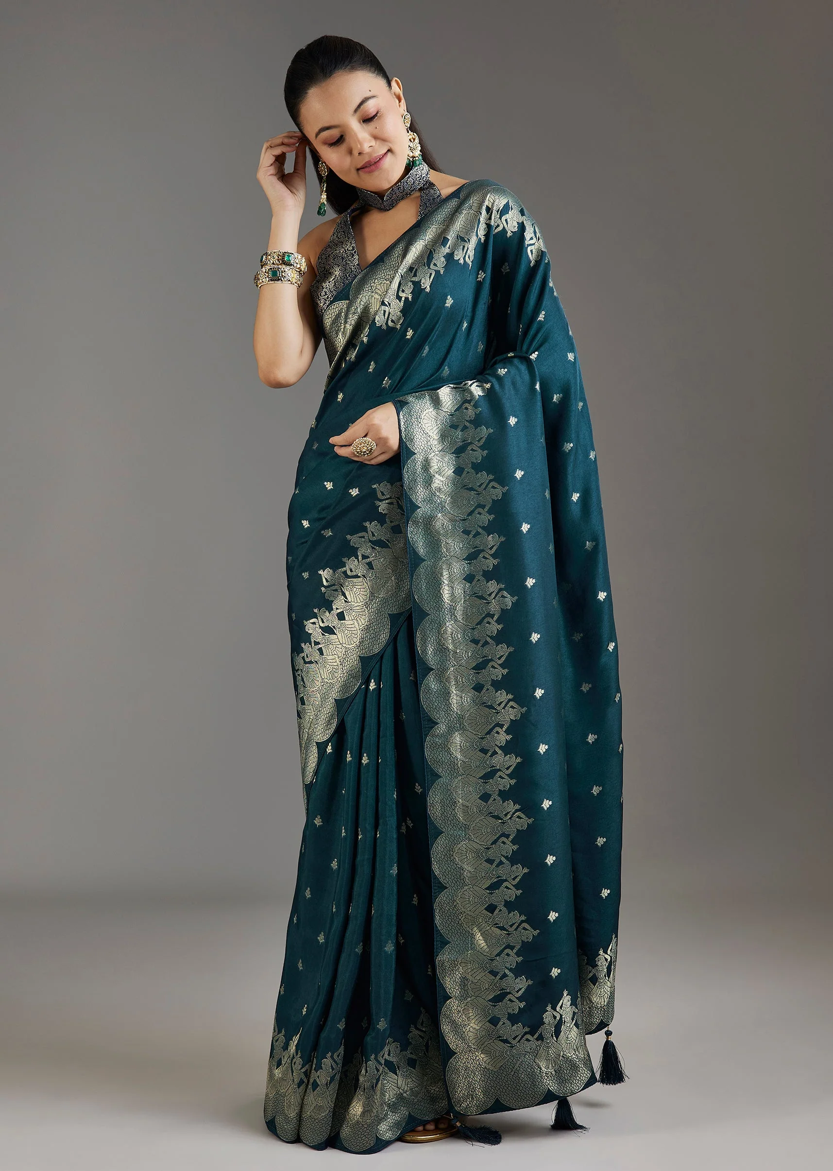Royal Blue Dola Silk Woven Saree