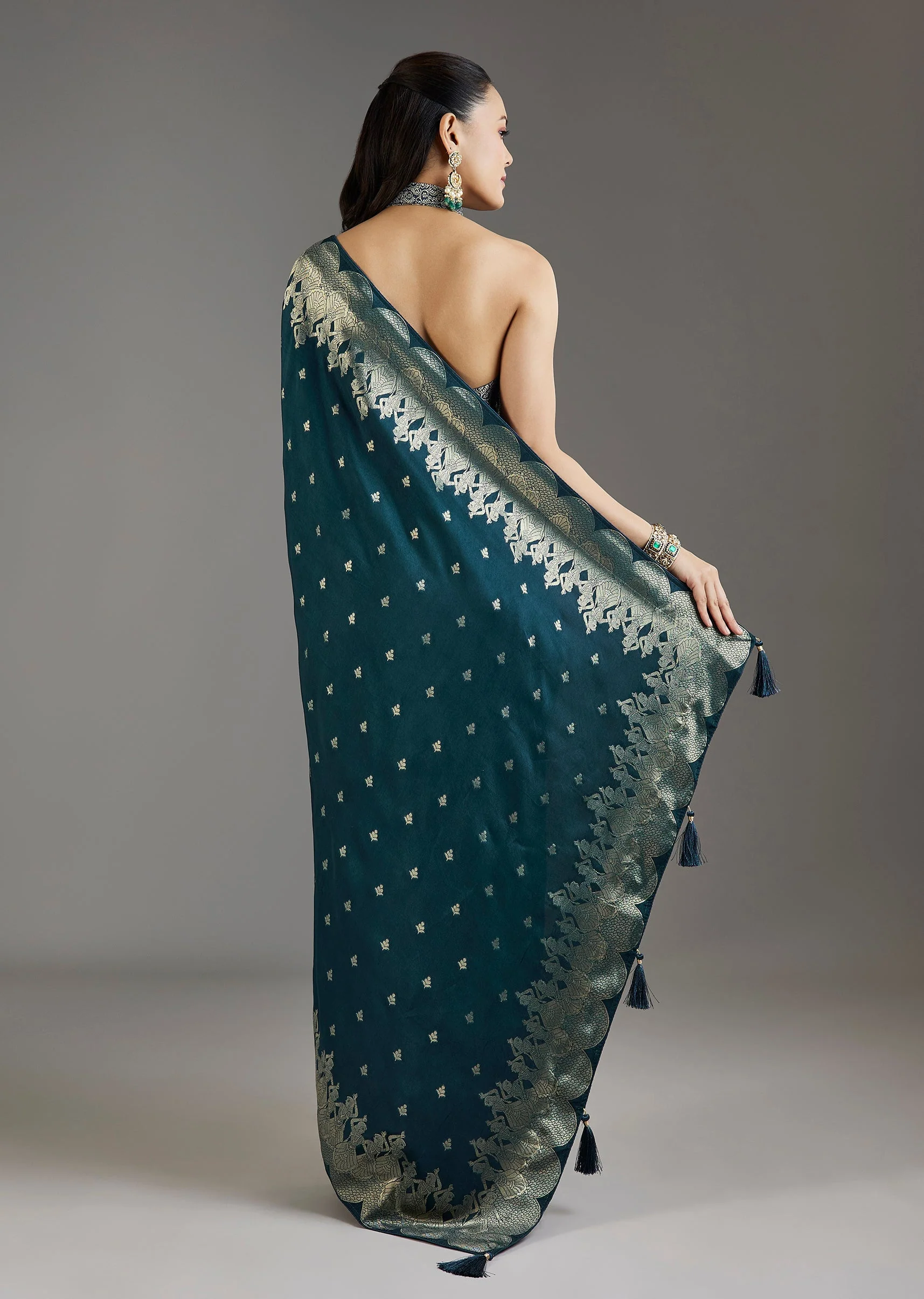 Royal Blue Dola Silk Woven Saree