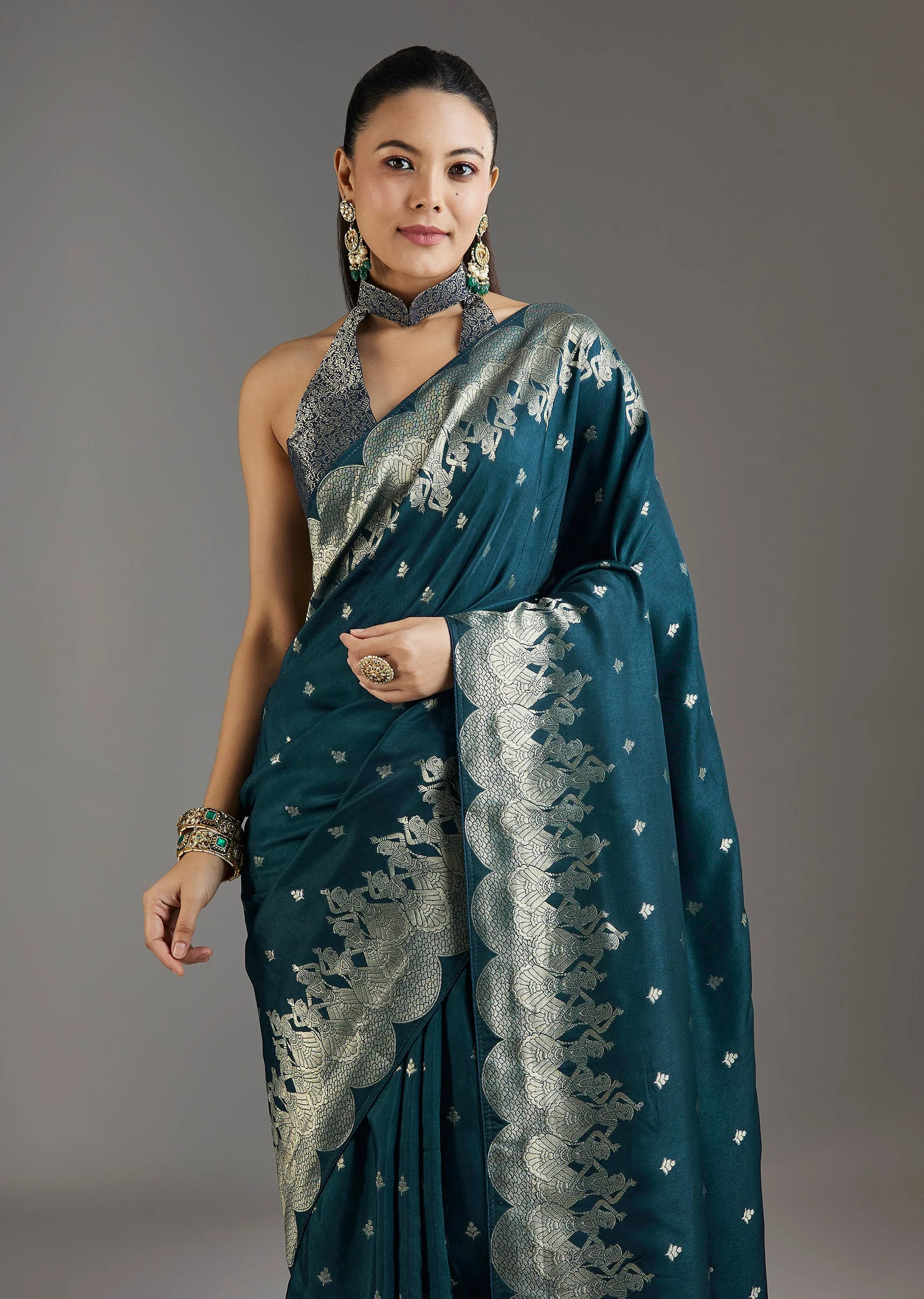Royal Blue Dola Silk Woven Saree