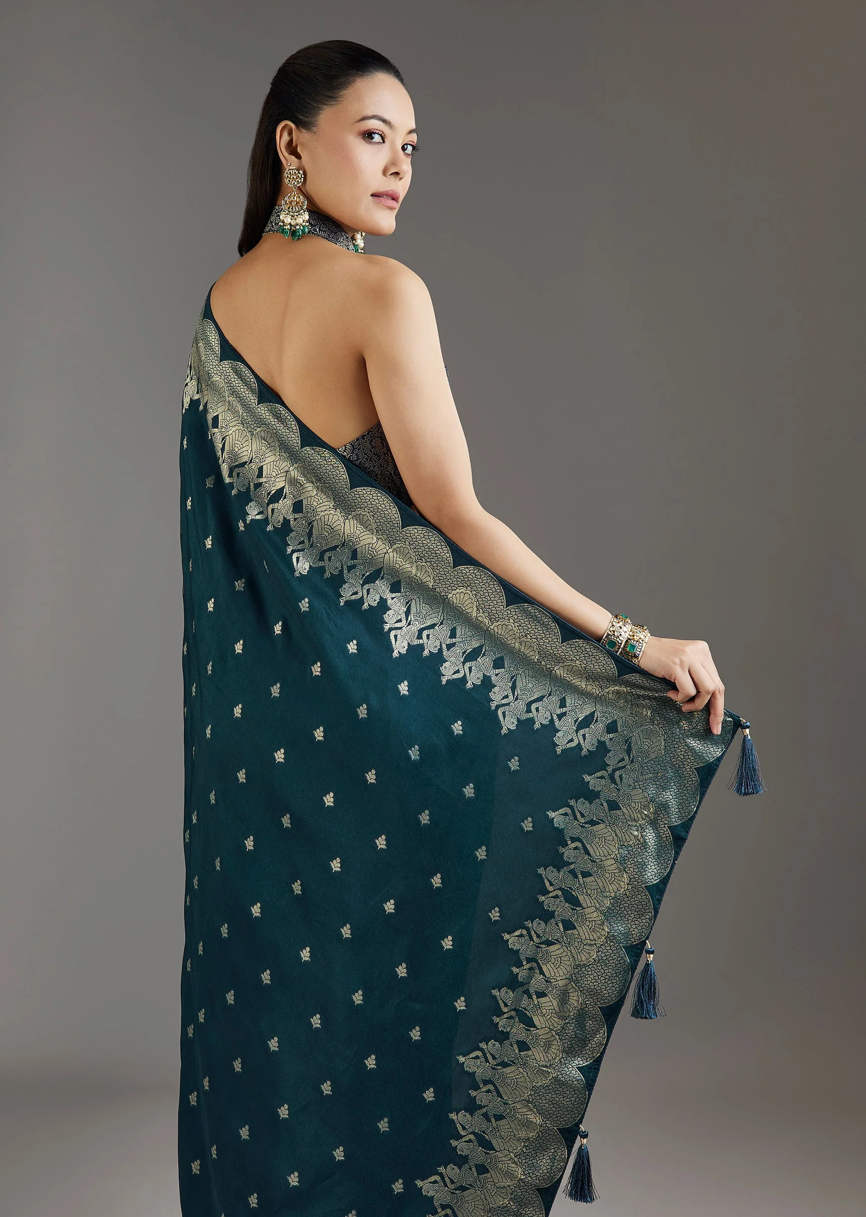 Royal Blue Dola Silk Woven Saree