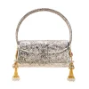 Silver Floral Embossed Textured Metal Bag