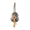 Silver Floral Embossed Textured Metal Bag