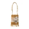 Gold Multi Bead Drop Hand Embroidered Potli Bucket Bag