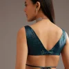 Blue Crushed Tissue Silk Saree With Cutdana Scallop Border