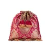 Pink Silk Mirror Embellished Tassel Potli Bag