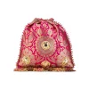 Pink Silk Mirror Embellished Tassel Potli Bag