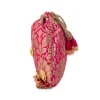 Pink Silk Mirror Embellished Tassel Potli Bag