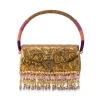 Gold Floral Engraved Bead Tassel Metal Bag