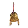 Gold Floral Engraved Bead Tassel Metal Bag