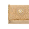 Peach Zari and Kundan Embellished Flap Bag