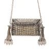 Silver Pearl Embellished Tassel Bag