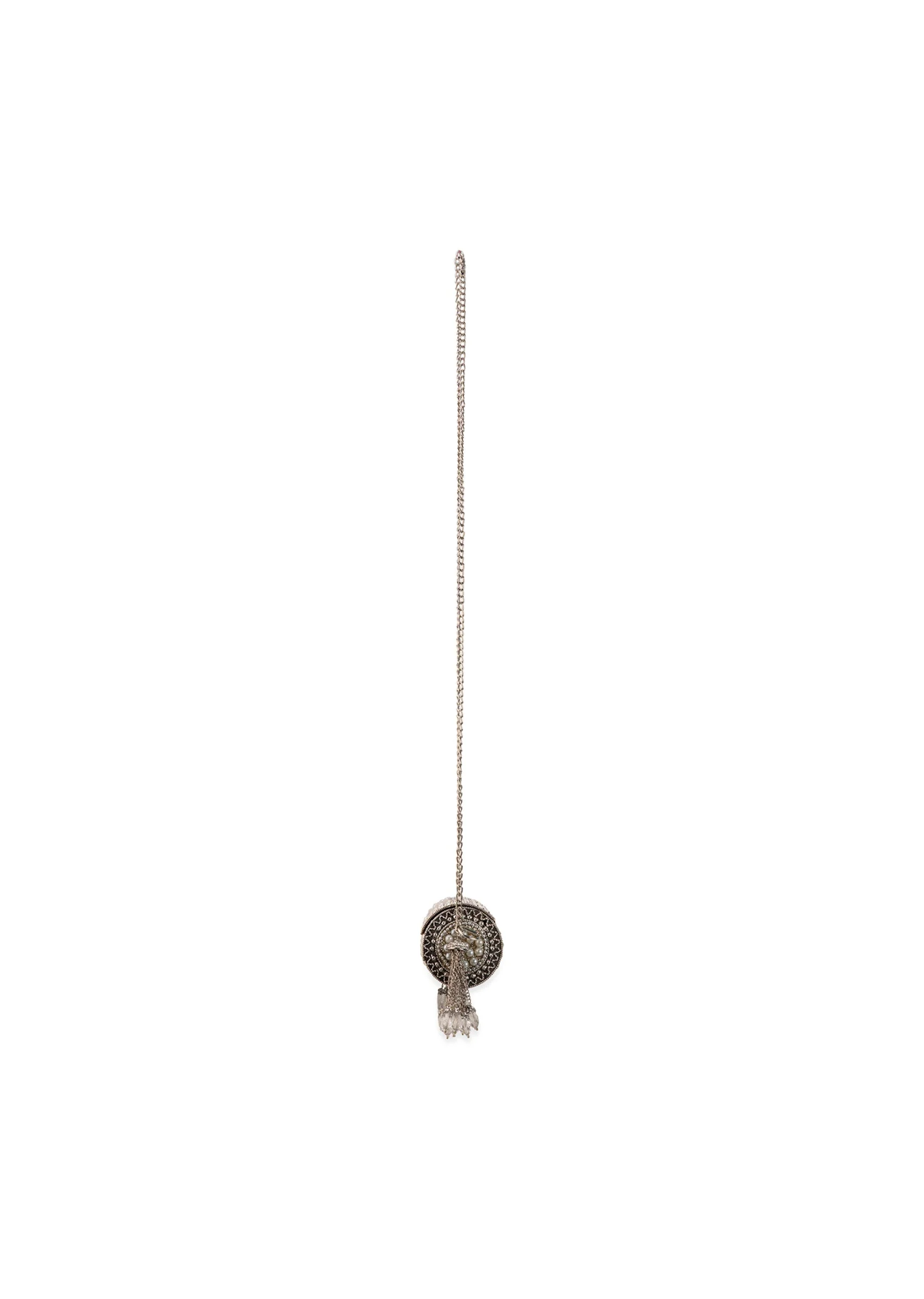Silver Pearl Embellished Tassel Bag