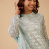 Powder Blue Palazzo Suit Set In Sequin