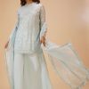 Powder Blue Palazzo Suit Set In Sequin