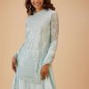 Powder Blue Palazzo Suit Set In Sequin