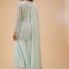 Powder Blue Palazzo Suit Set In Sequin