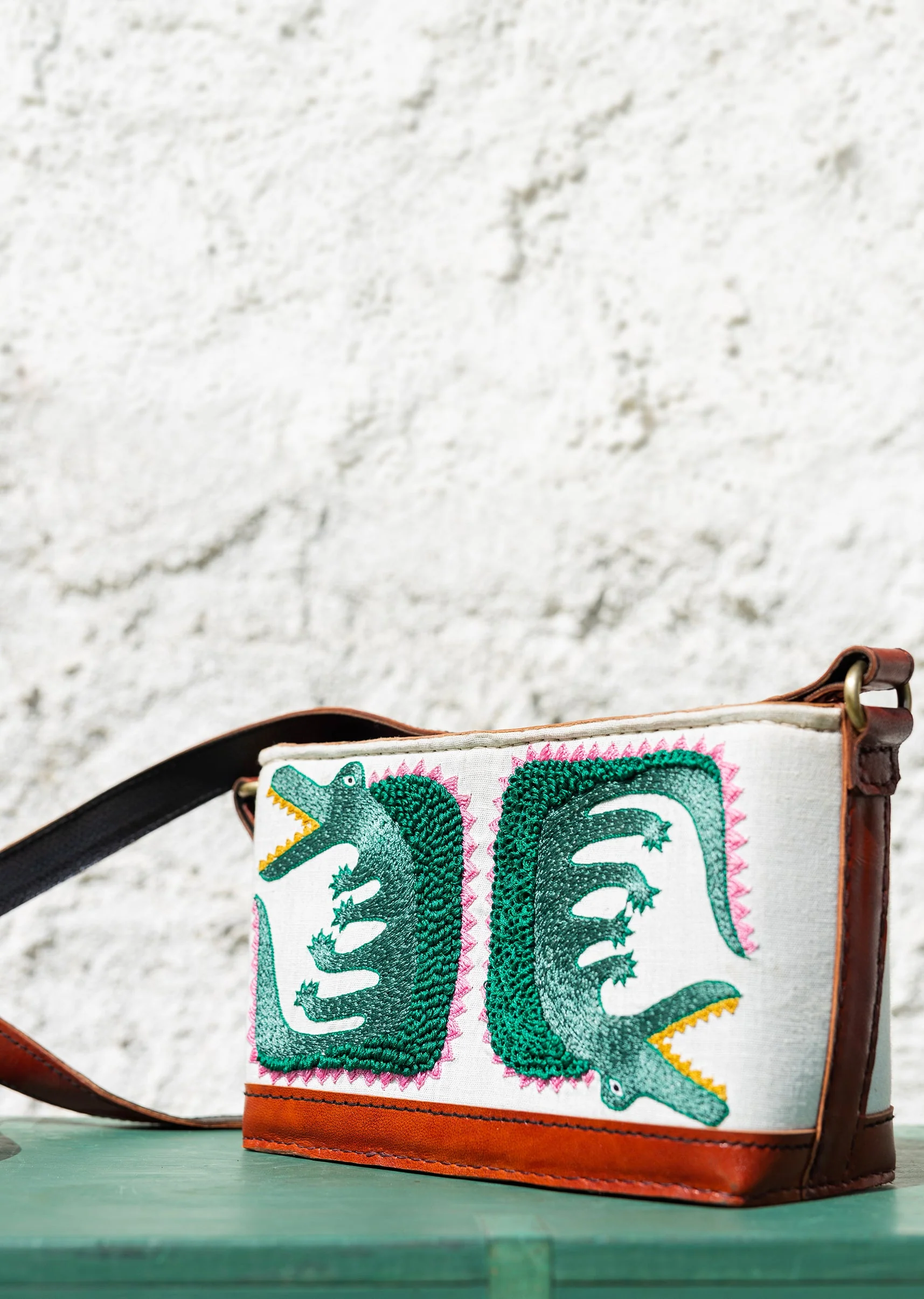 Handcrafted And Hand-Embroidered Leather Bag