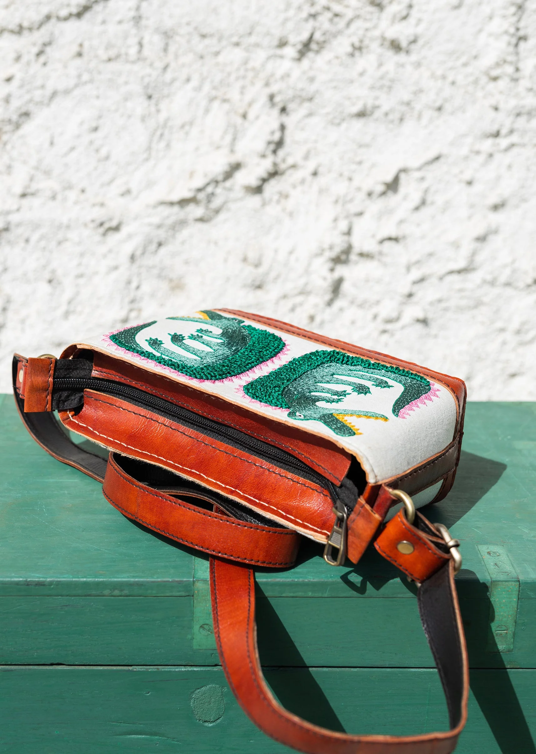 Handcrafted And Hand-Embroidered Leather Bag