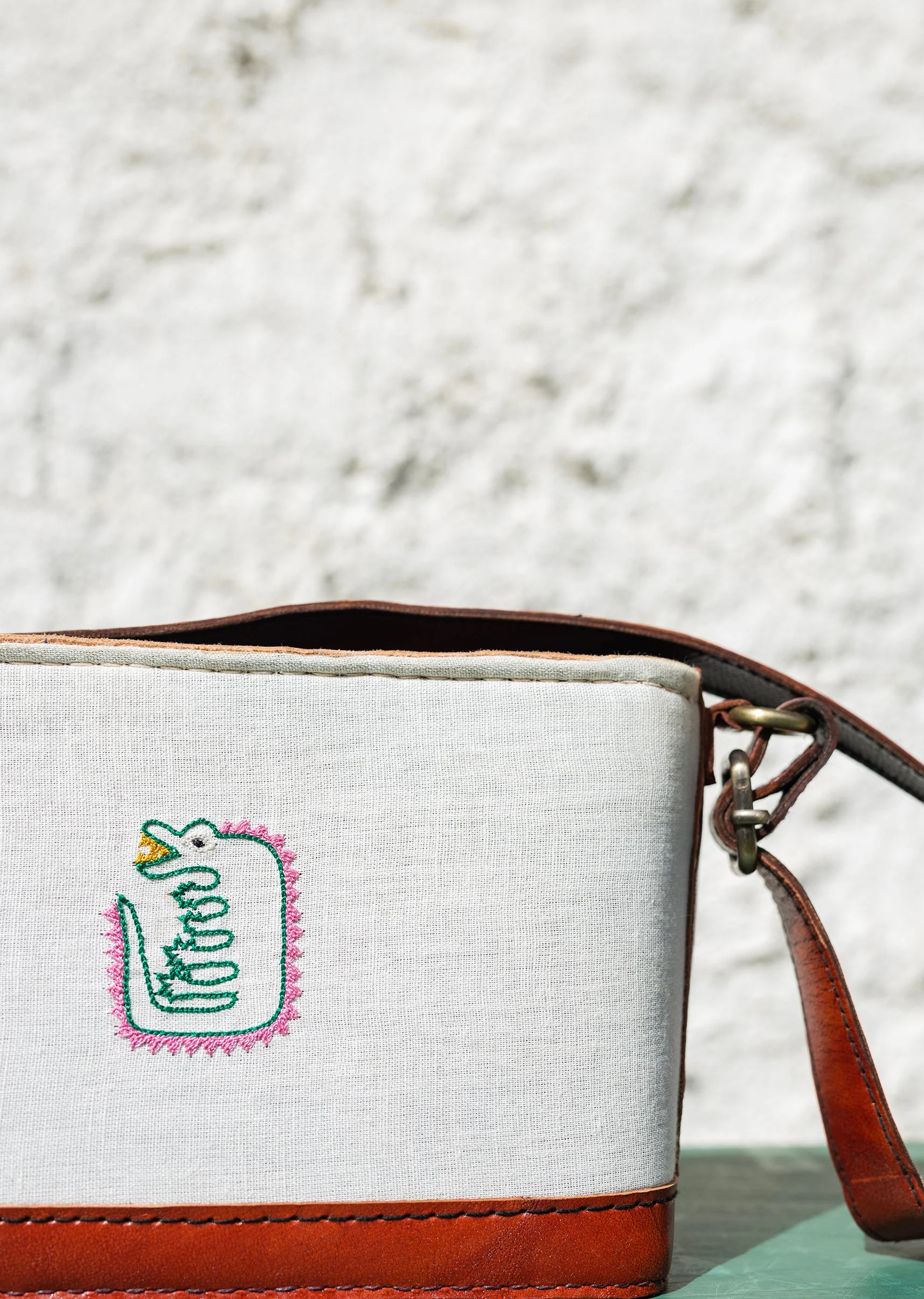 Handcrafted And Hand-Embroidered Leather Bag