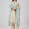 Blue Chanderi Kurta Set With Zari And Sequins