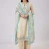 Blue Chanderi Kurta Set With Zari And Sequins