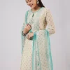 Blue Chanderi Kurta Set With Zari And Sequins