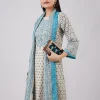 Blue Linen Kurta Set With Sequins And Thread Work