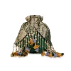 Green and Gold Embellished Tassel Potli Bag