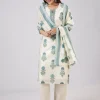 Blue Block Print Chanderi Kurta Set