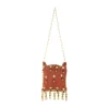 Red and Gold Jaal Textured Pearl Embellished Bag