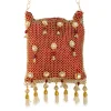 Red and Gold Jaal Textured Pearl Embellished Bag