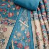 Blue Dola Silk Printed Unstitched Suit