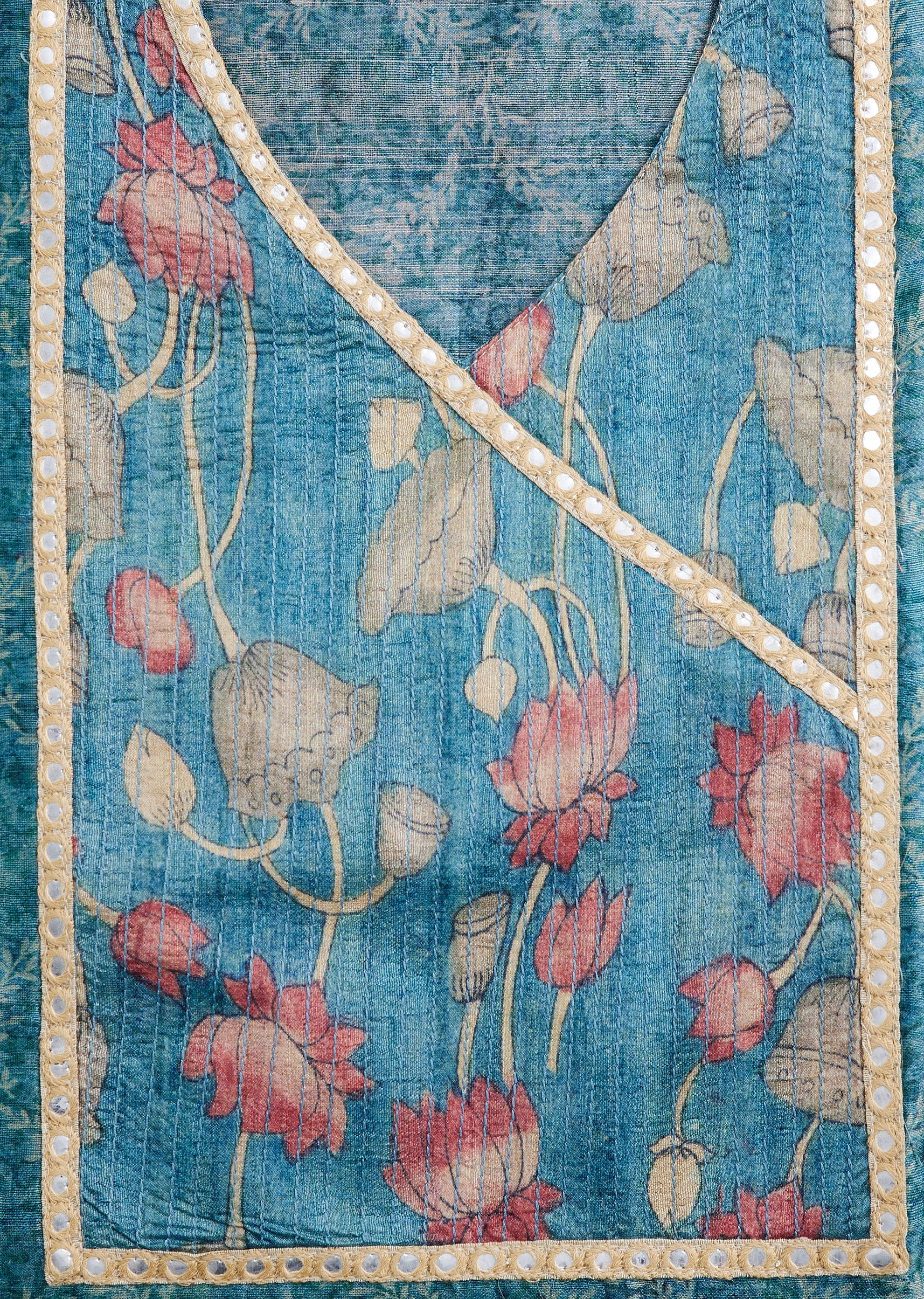 Blue Dola Silk Printed Unstitched Suit