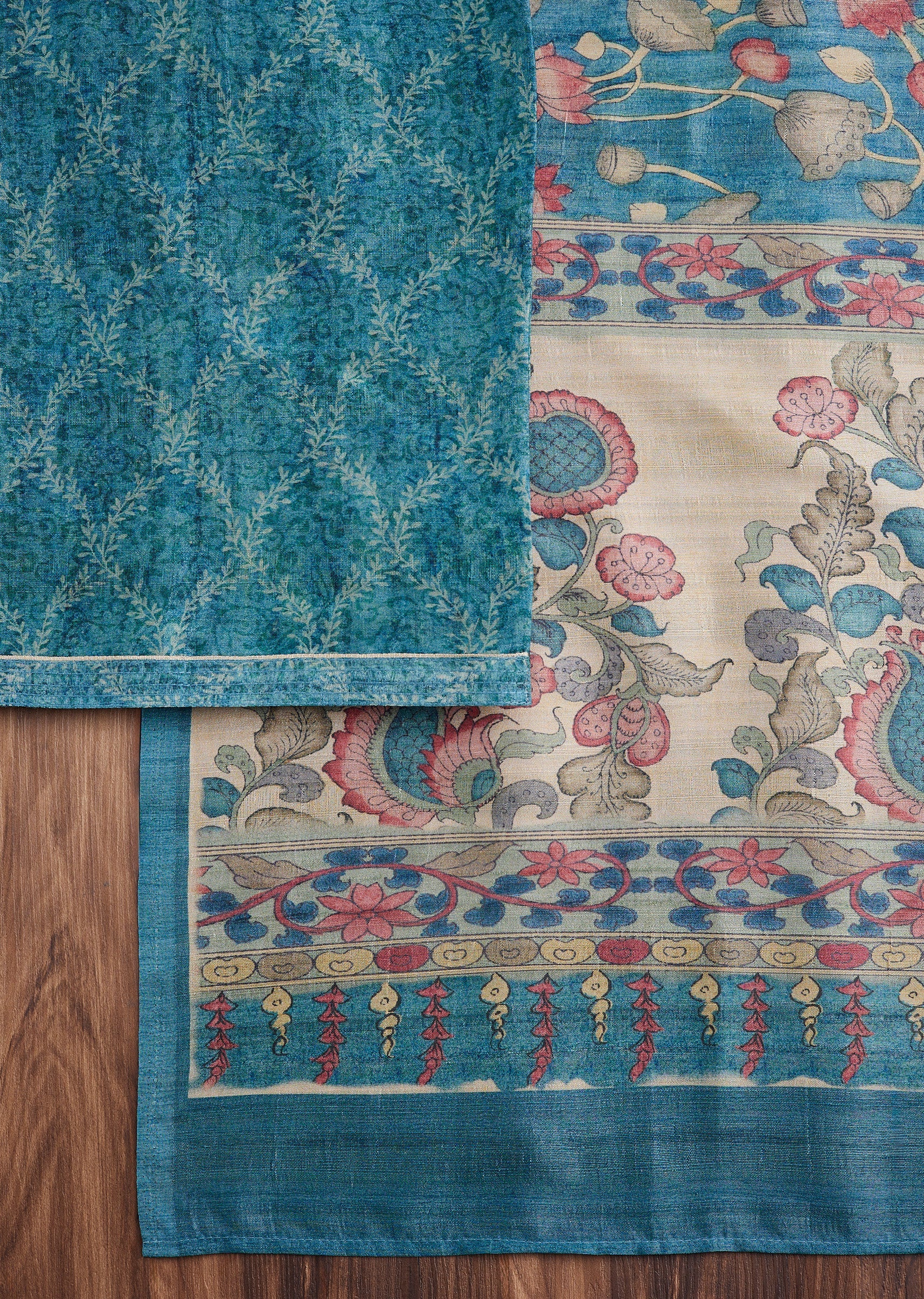 Blue Dola Silk Printed Unstitched Suit