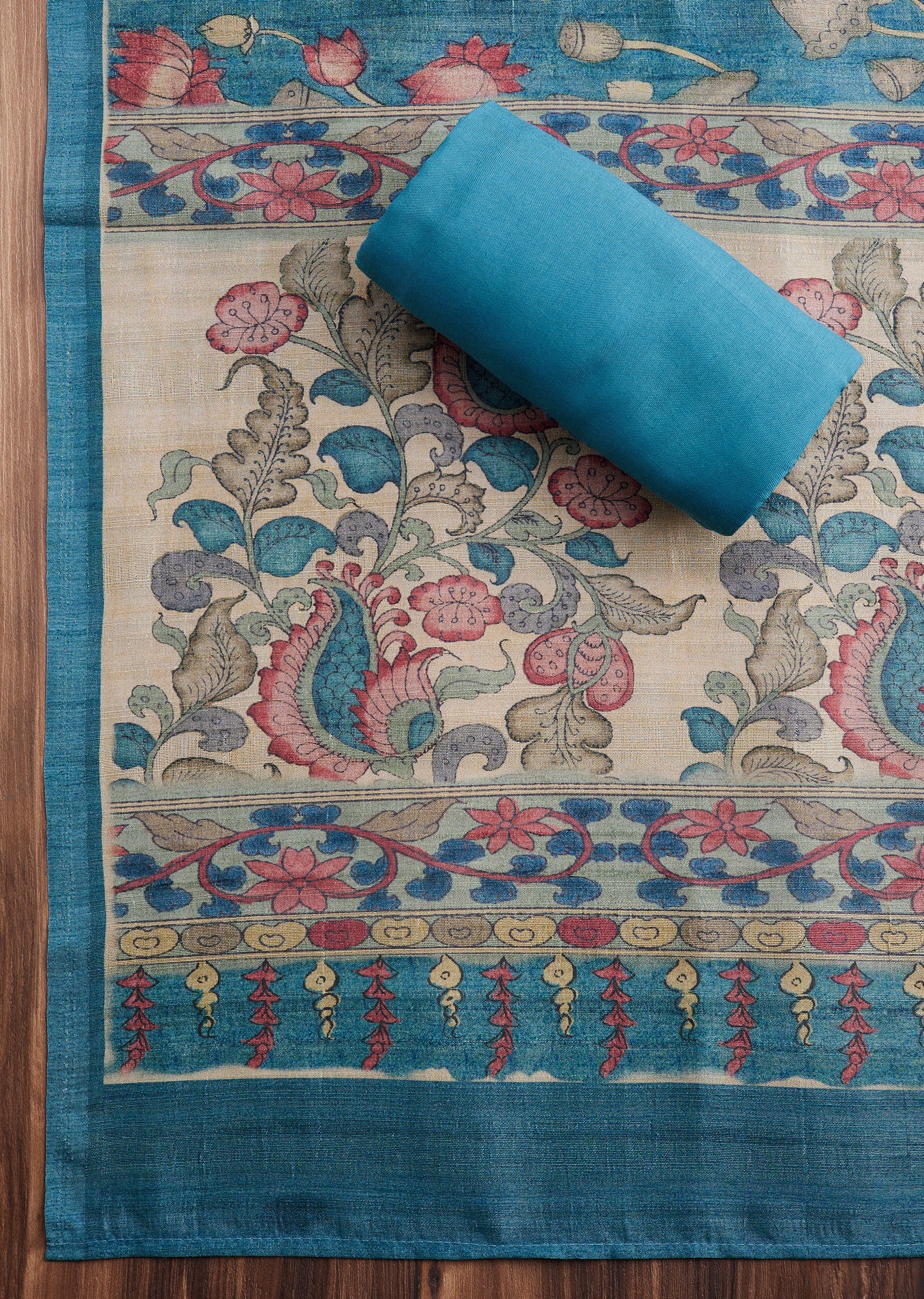 Blue Dola Silk Printed Unstitched Suit