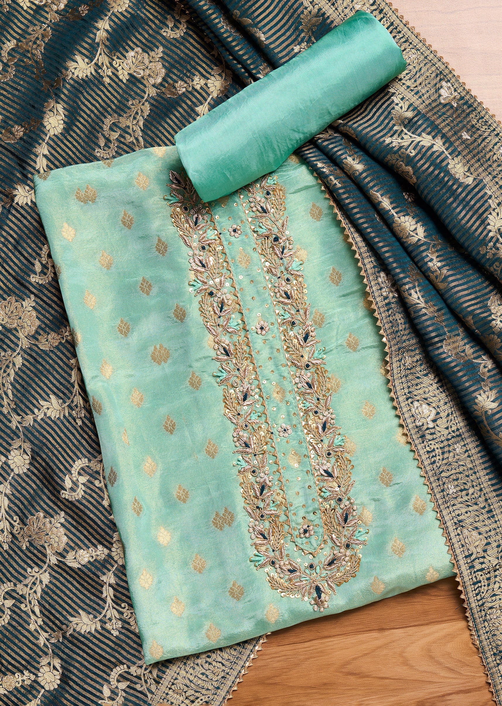 4772-blue-tissue-unstitched-suit-set-1.jpg Blue Tissue Unstitched Suit Set