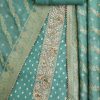 Soft Blue Embroidered Chanderi Unstitched Suit