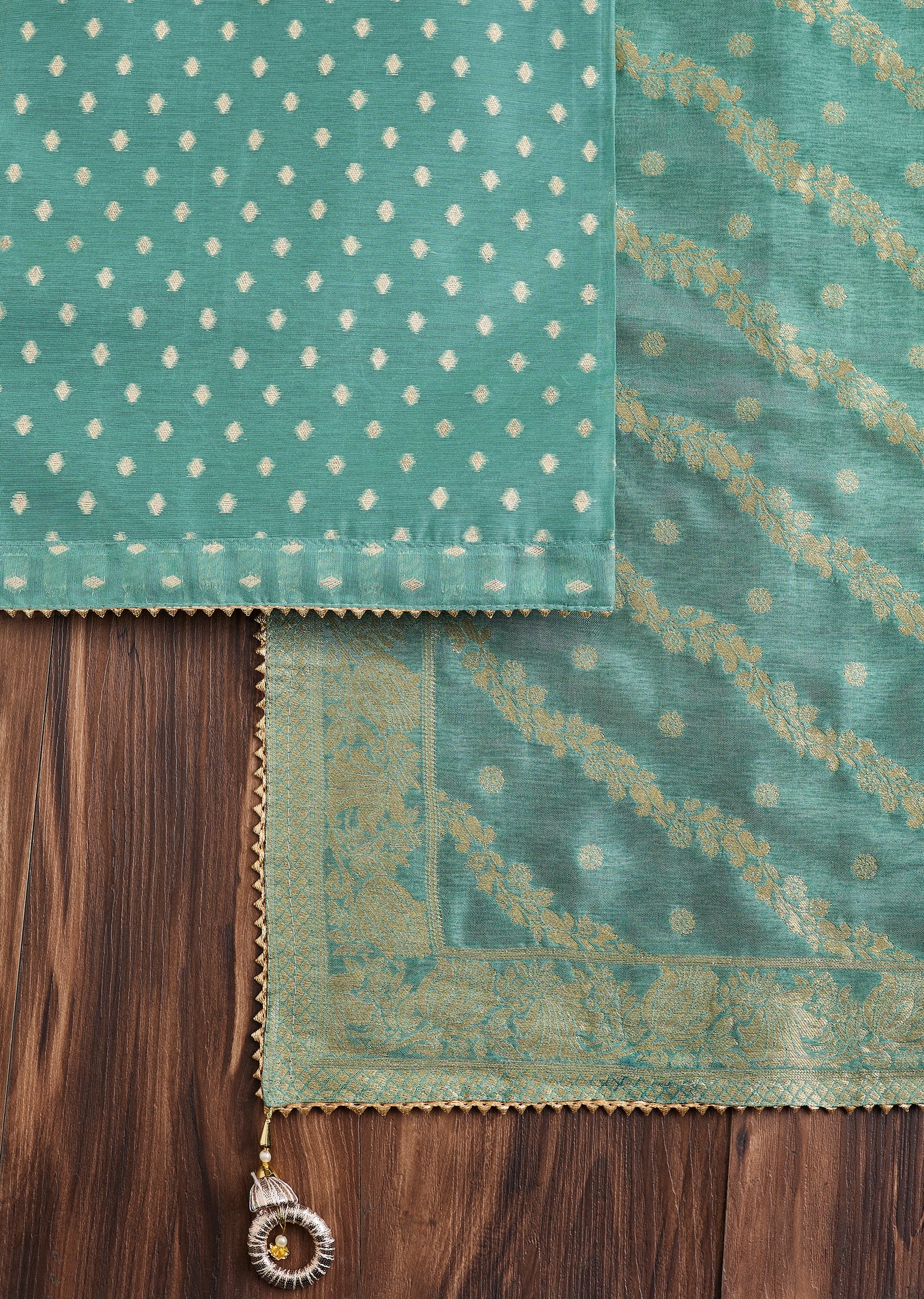 Soft Blue Embroidered Chanderi Unstitched Suit